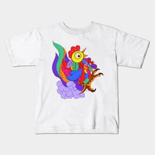 Colorful abstract happy chicken Kids T-Shirt